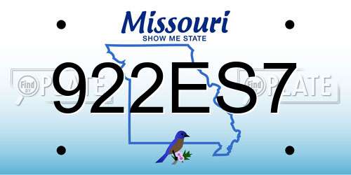 922ES7 Missouri License Plate