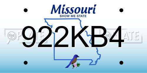 922KB4 Missouri License Plate