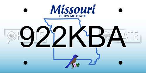 922KBA Missouri License Plate