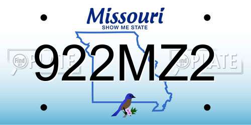 922MZ2 Missouri License Plate