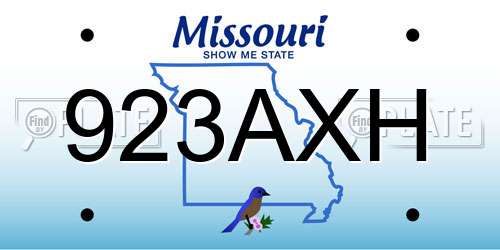 923AXH Missouri License Plate