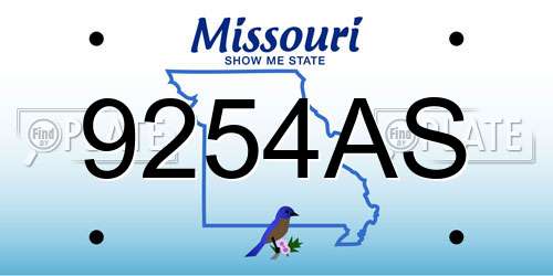 9254AS Missouri License Plate