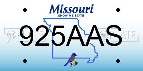 925AAS Missouri License Plate