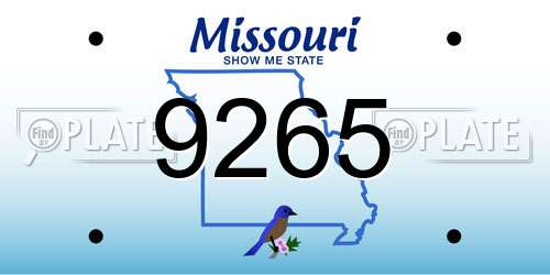9265 Missouri License Plate