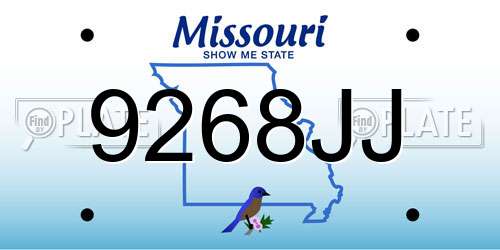 9268JJ Missouri License Plate