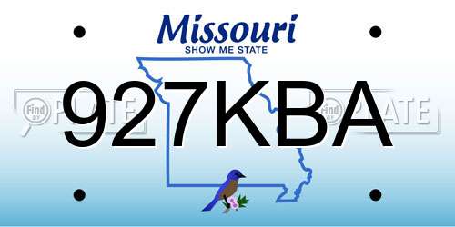 927KBA Missouri License Plate