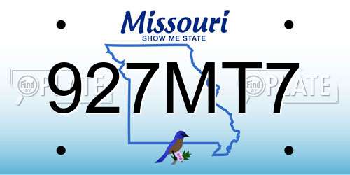 927MT7 Missouri License Plate