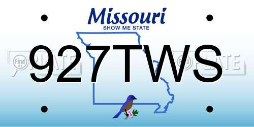 927TWS Missouri License Plate