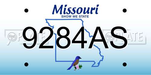 9284AS Missouri License Plate
