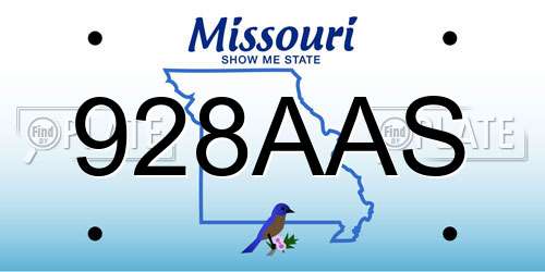 928AAS Missouri License Plate