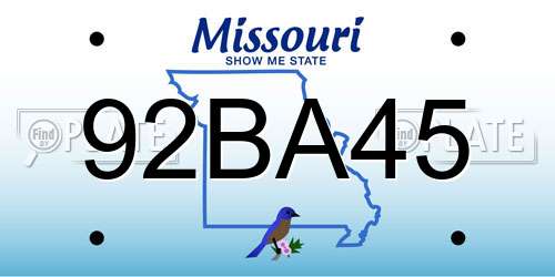 92BA45 Missouri License Plate