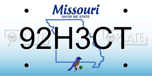 92H3CT Missouri License Plate