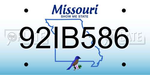 92IB586 Missouri License Plate