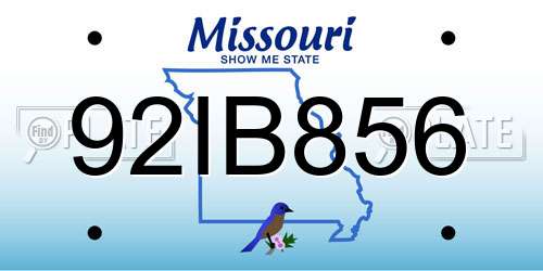 92IB856 Missouri License Plate