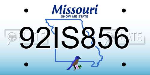 92IS856 Missouri License Plate