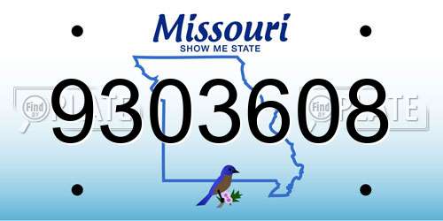 9303608 Missouri License Plate