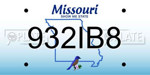 932IB8 Missouri License Plate