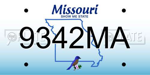 9342MA Missouri License Plate