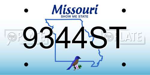 9344ST Missouri License Plate