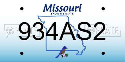 934AS2 Missouri License Plate