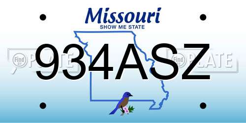 934ASZ Missouri License Plate