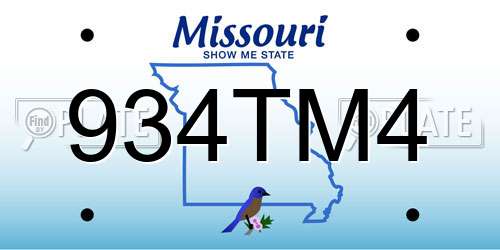 934TM4 Missouri License Plate