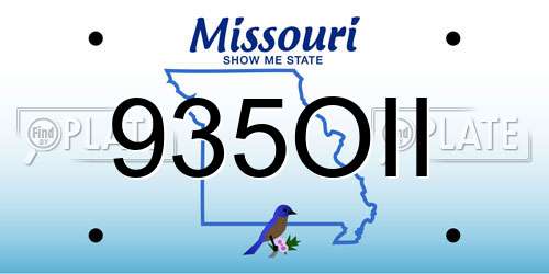 935OII Missouri License Plate