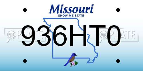 936HT0 Missouri License Plate