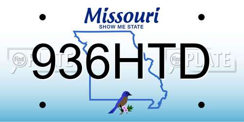 936HTD Missouri License Plate