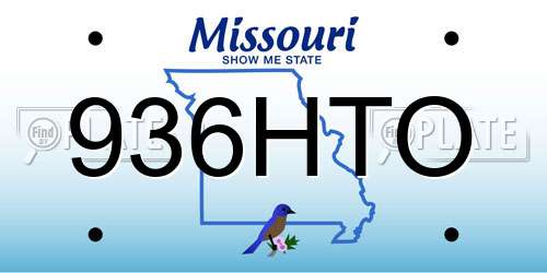 936HTO Missouri License Plate
