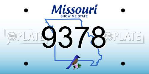 9378 Missouri License Plate