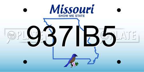 937IB5 Missouri License Plate