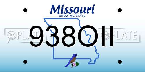 938OII Missouri License Plate