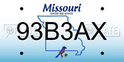 93B3AX Missouri License Plate