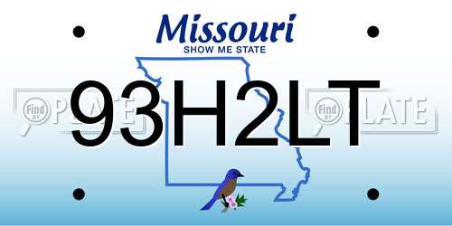 93H2LT Missouri License Plate