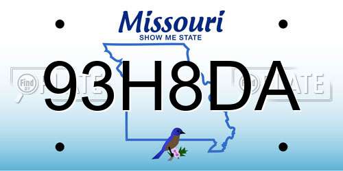 93H8DA Missouri License Plate