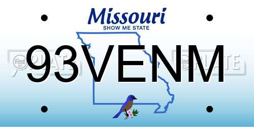 93VENM Missouri License Plate