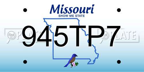 945TP7 Missouri License Plate