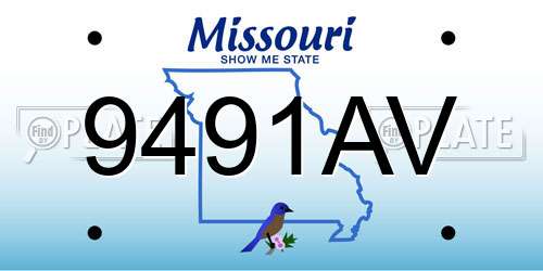 9491AV Missouri License Plate