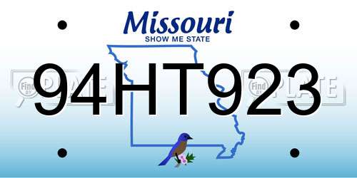 94HT923 Missouri License Plate