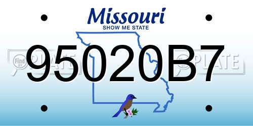 95020B7 Missouri License Plate