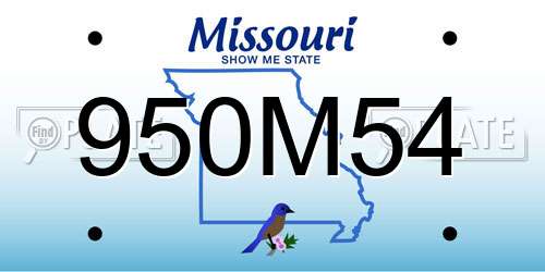 950M54 Missouri License Plate