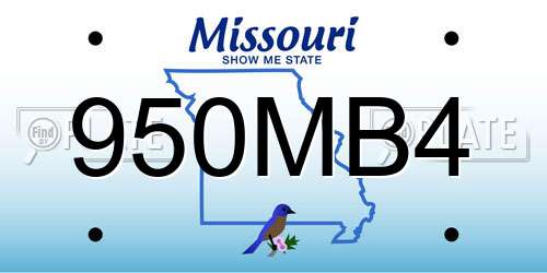 950MB4 Missouri License Plate