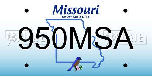 950MSA Missouri License Plate