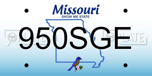 950SGE Missouri License Plate