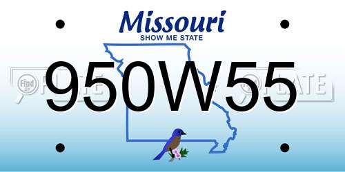 950W55 Missouri License Plate