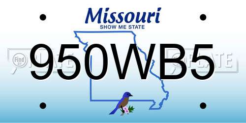950WB5 Missouri License Plate