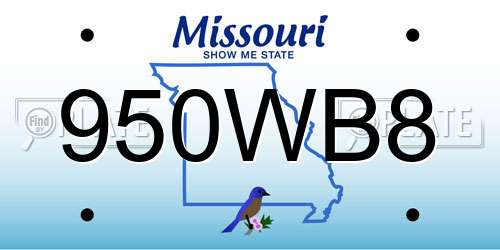 950WB8 Missouri License Plate