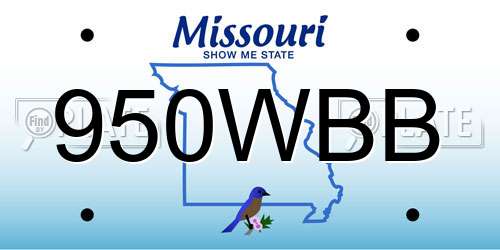 950WBB Missouri License Plate