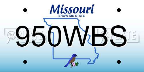 950WBS Missouri License Plate